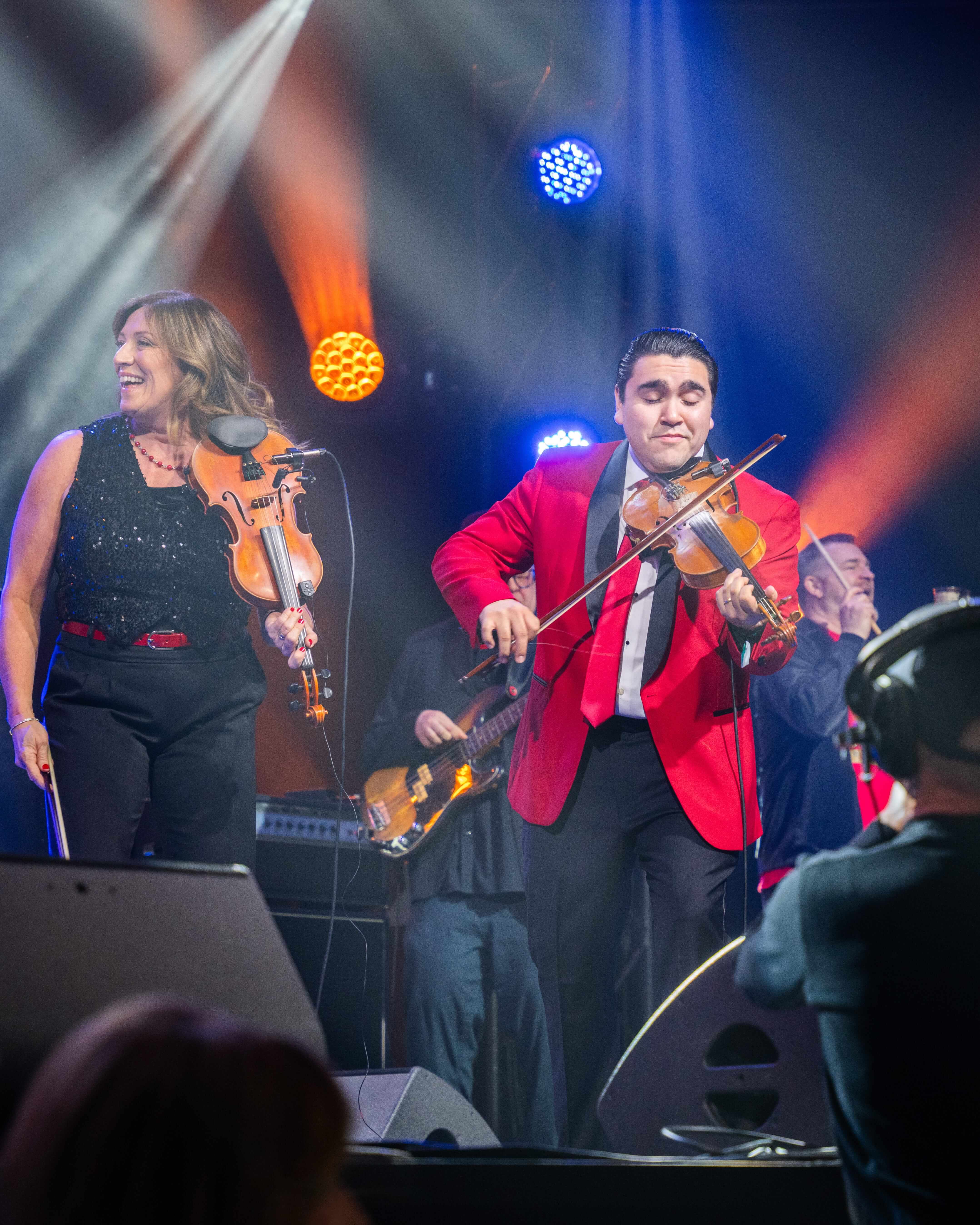 Mi'kmaw fiddler Morgan Toney playing at the Opening Night Awards